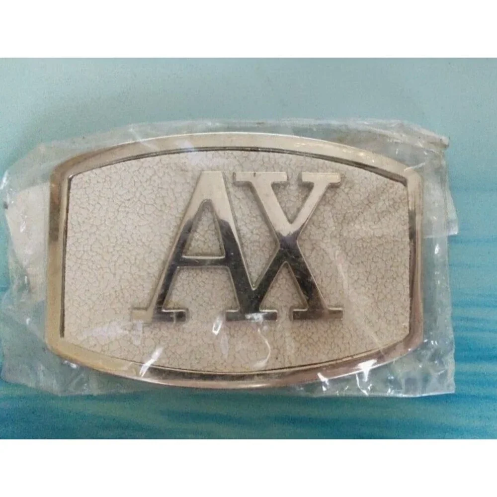 New Men's White Gold Tone AX Logo Belt Buckle Measurements 3.5